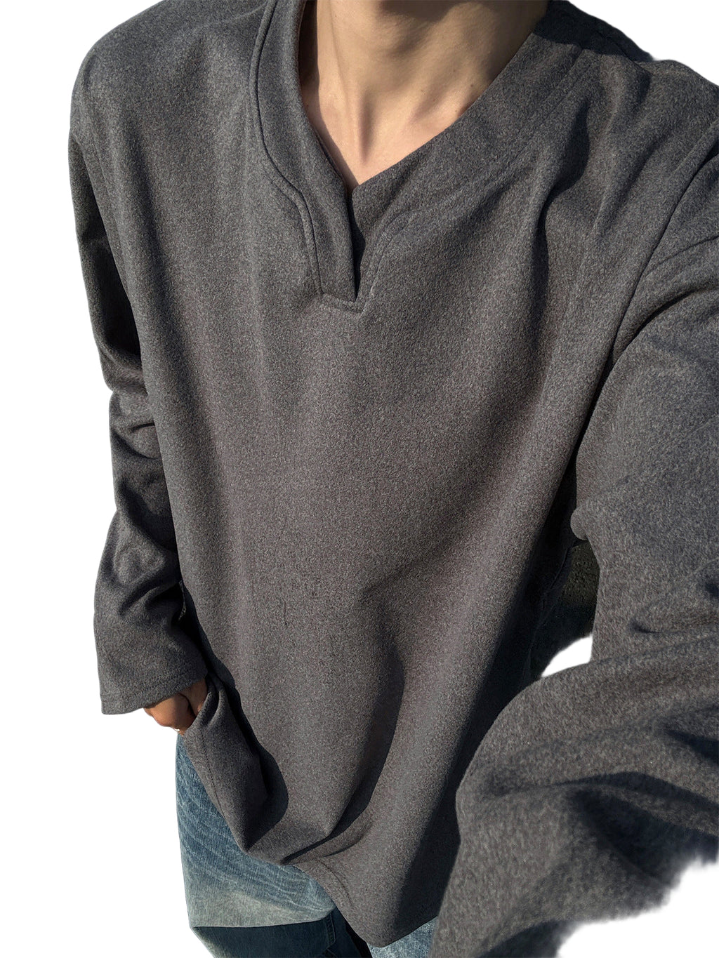 Men's Heavyweight V-Neck Long-Sleeve T-Shirt
