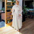 Flare-Sleeve Pleated Dress