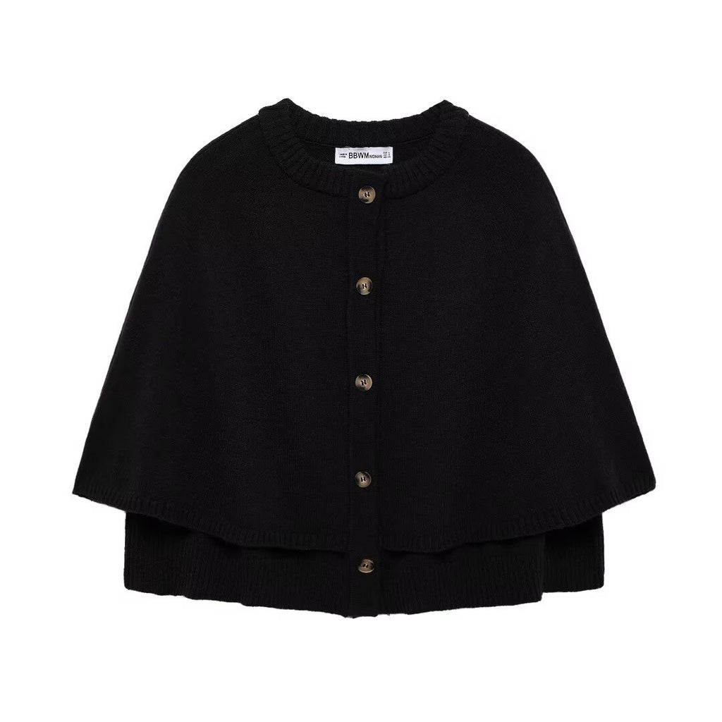 Women's Cropped Knit Shawl Cardigan