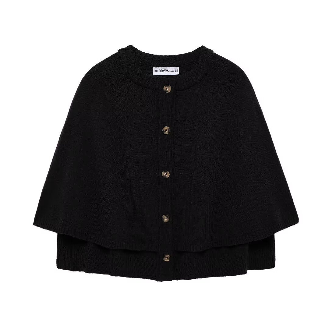 Women's Cropped Knit Shawl Cardigan