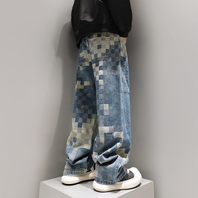 Loose Checkered Jeans