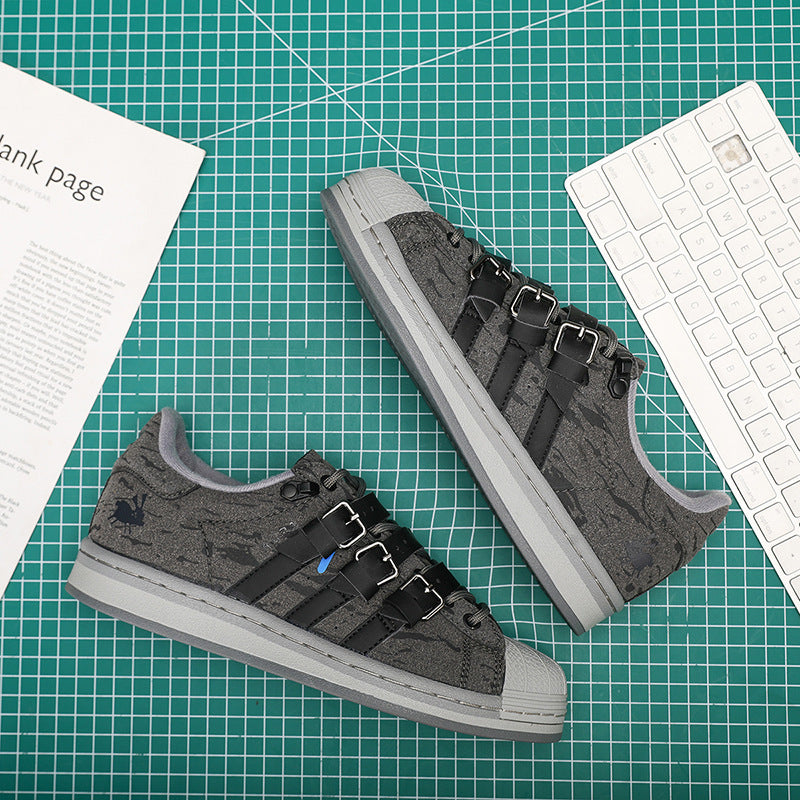 Buckle Strap Canvas Sneakers