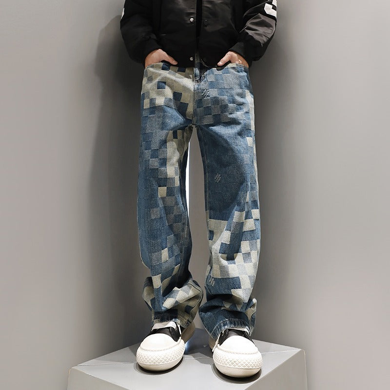 Loose Checkered Jeans