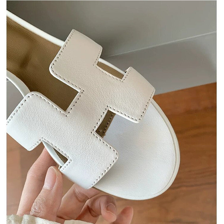H-Strap Leather Heel Slides