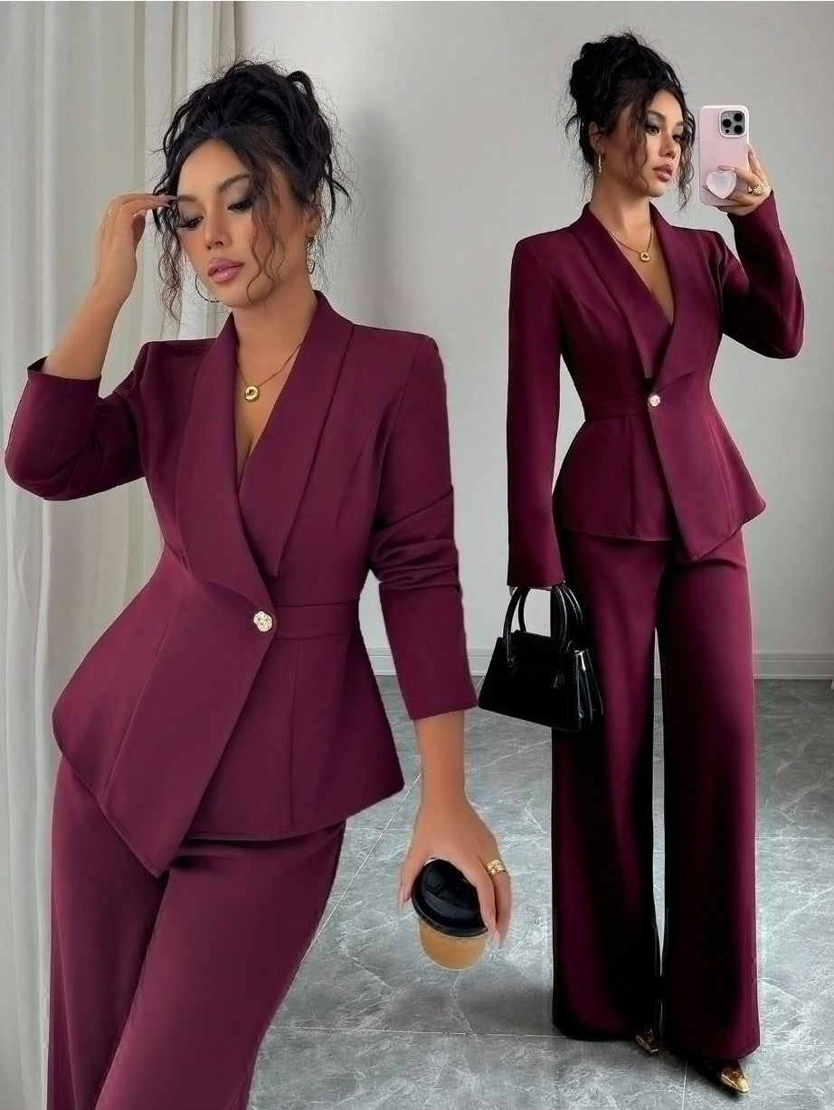 Blazer and Wide Leg Trousers Two Piece Set