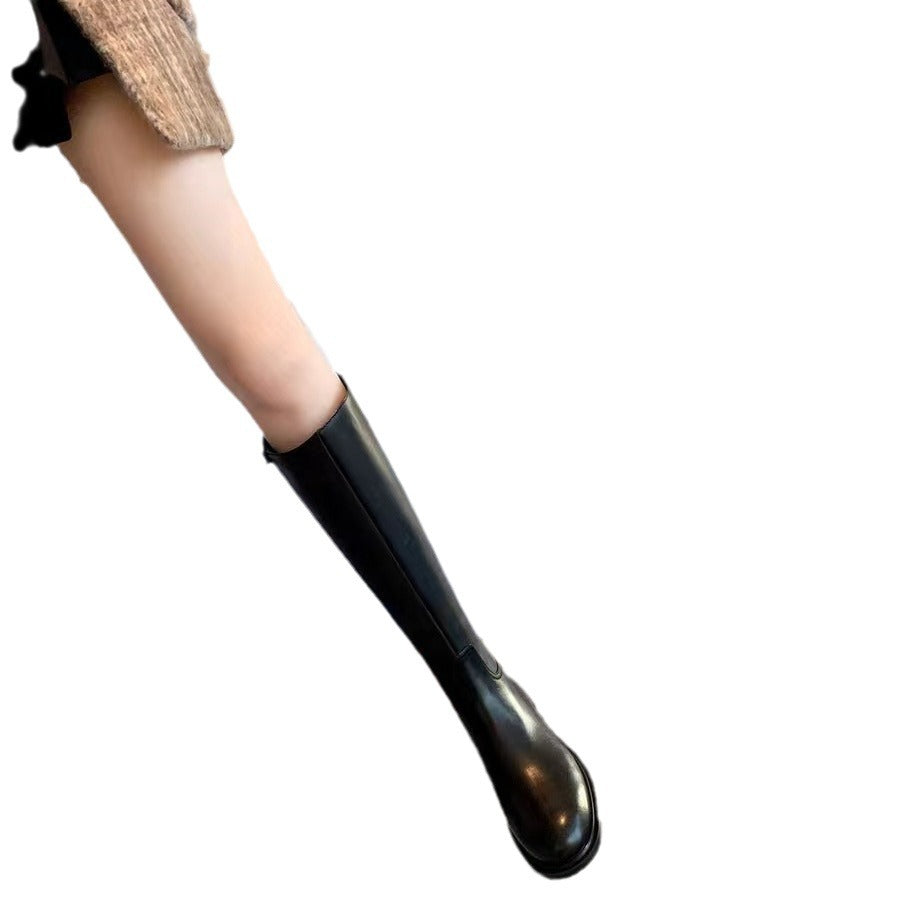 Leather Side-Zip Riding Boots