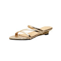 Pointed Leather Low-Heel Sandals