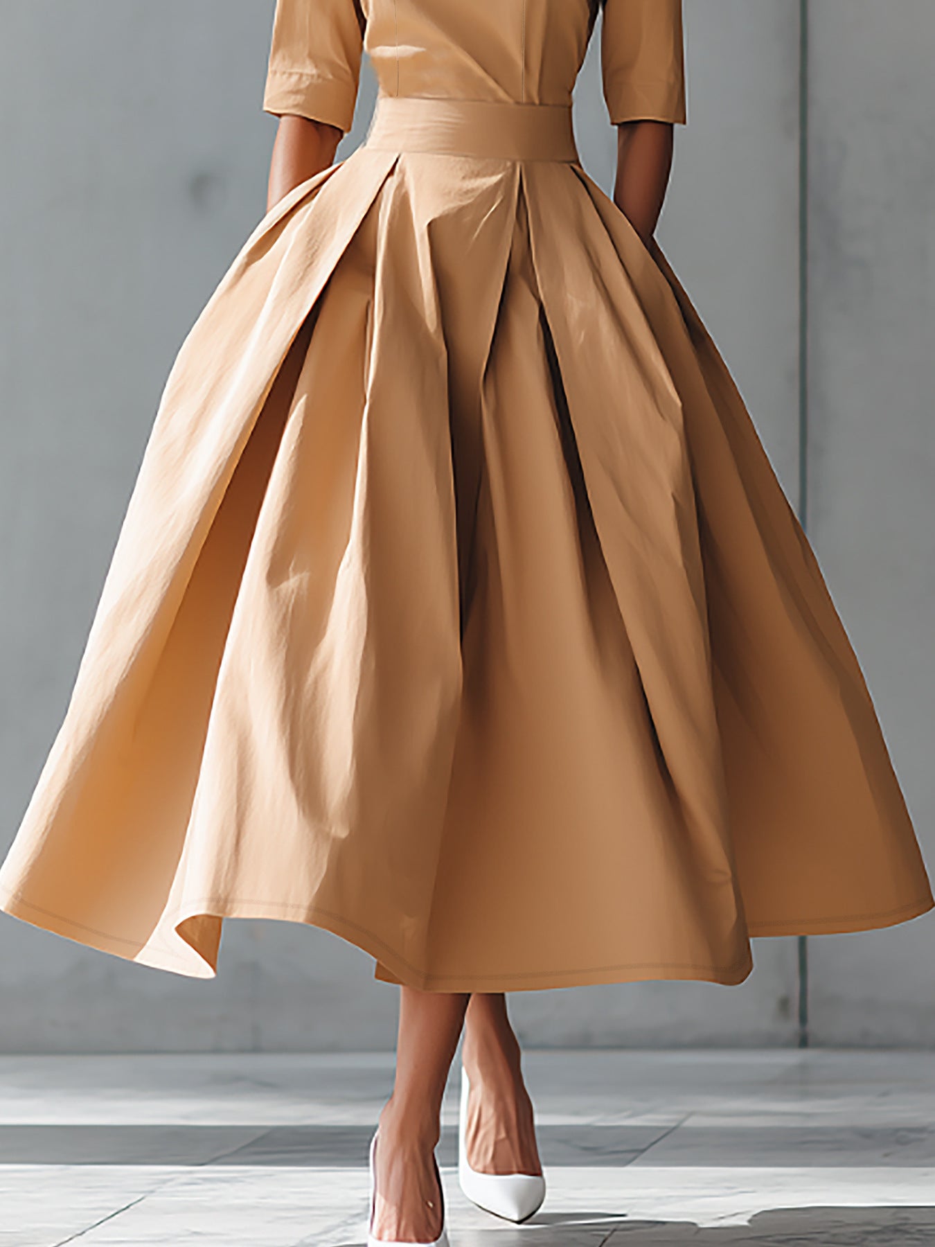 Elegant Pleated Midi Dress