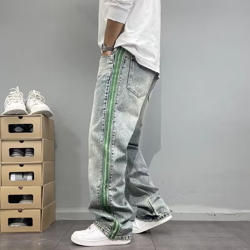 Retro Side Stripe Straight Leg Jeans