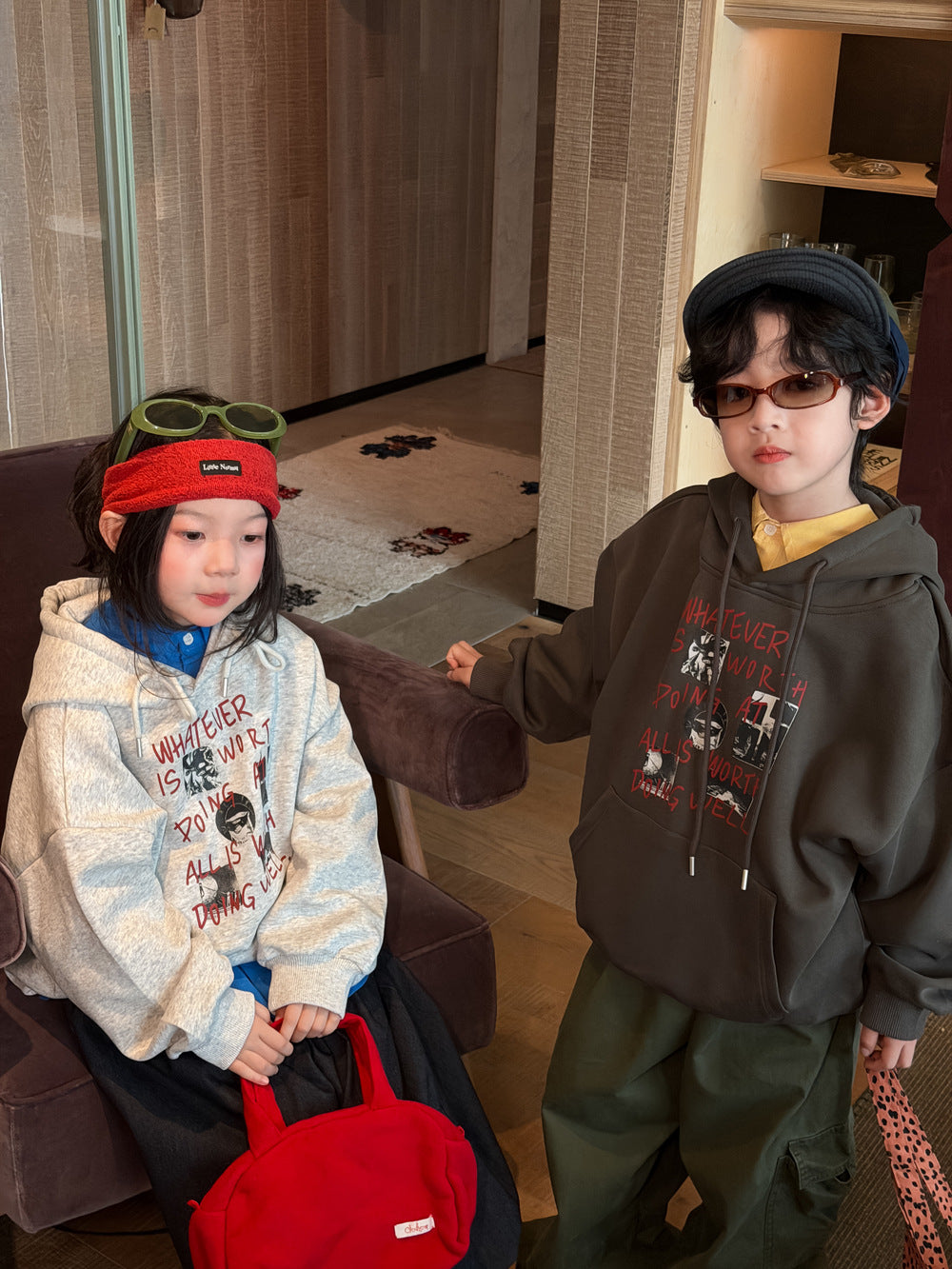 Kids' Casual Letter Hoodie