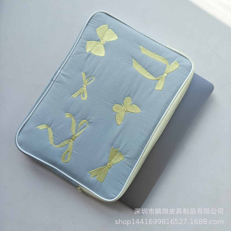 Embroidered Butterfly Bow Laptop Bag