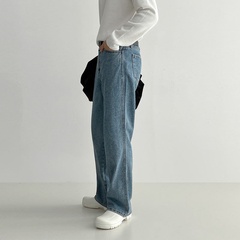 Wide-Leg Casual Denim Pants