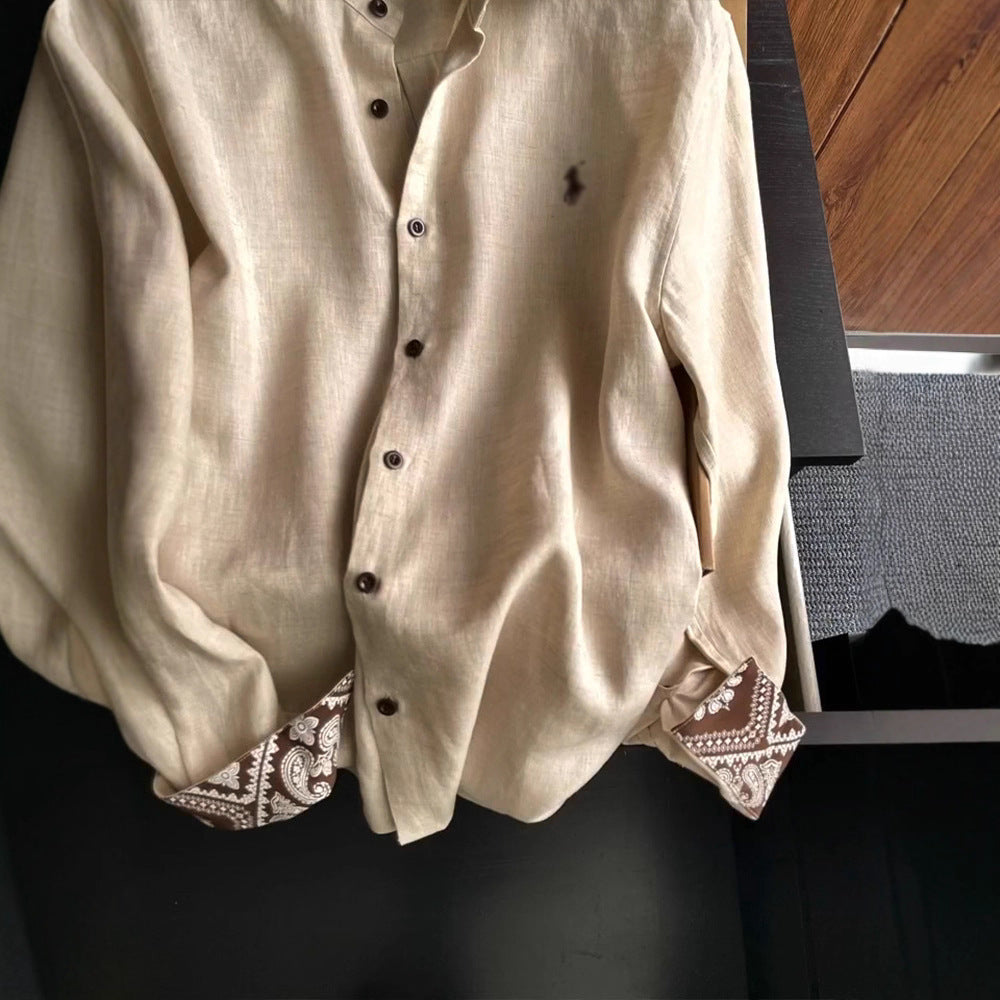 Paisley Accent Linen Shirt