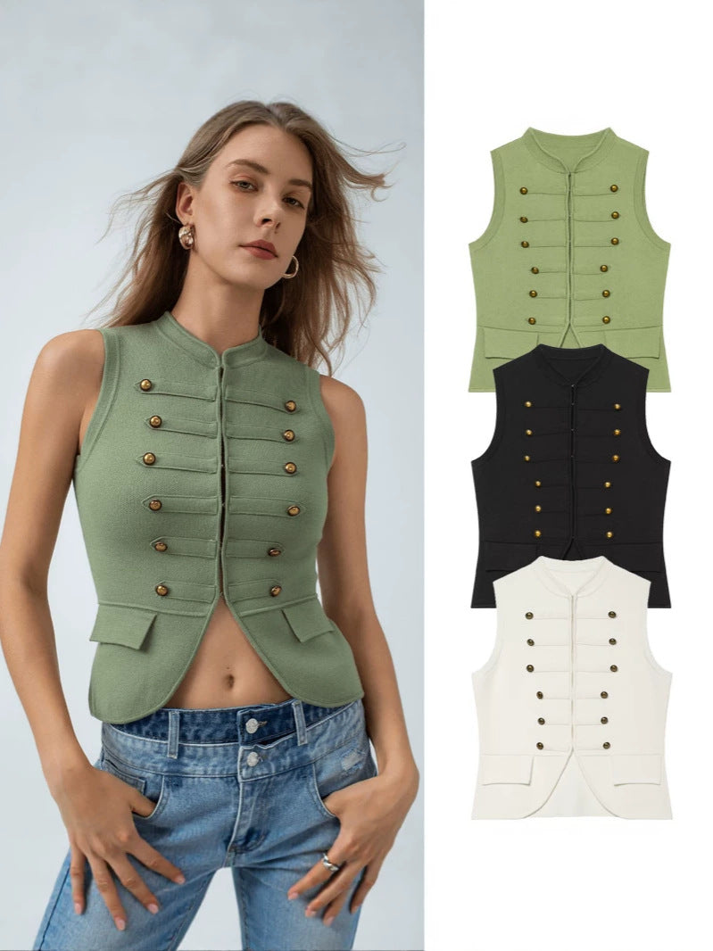 Women's Double-Breasted Knit Vest