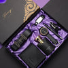 8-piece set black: belt + wallet + watch + perfume + rosary + keychain + pen + exquisite gift box