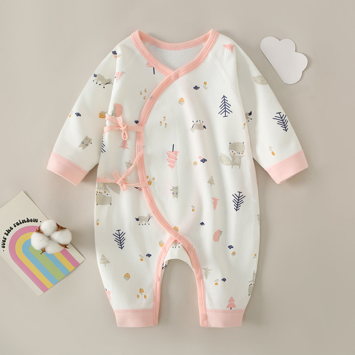 Cotton Butterfly-Style Baby Jumpsuit