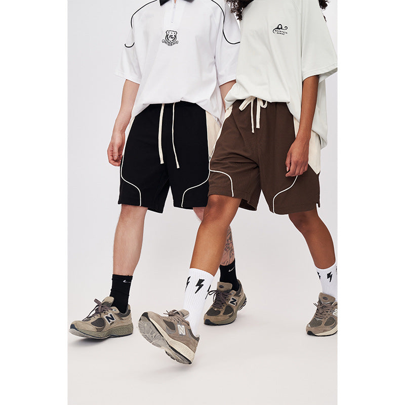 Striped Hem Drawstring Shorts