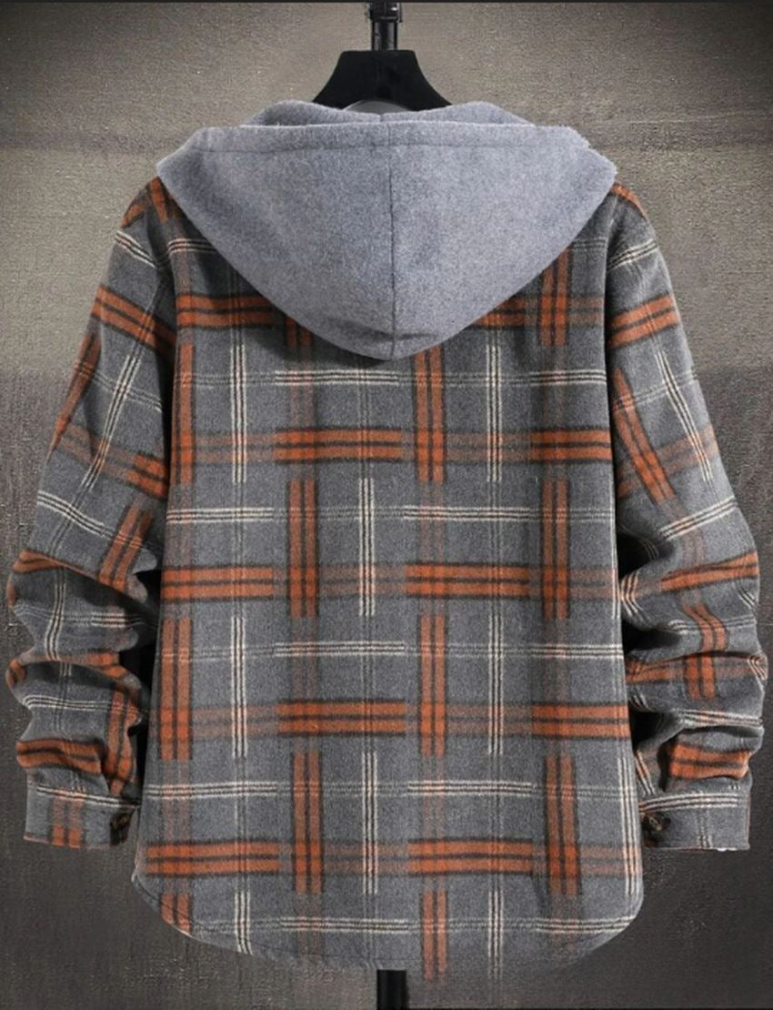 Hooded Plaid Flannel Jacket