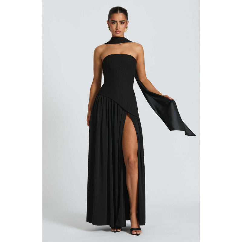 Strapless Slit Maxi Dress