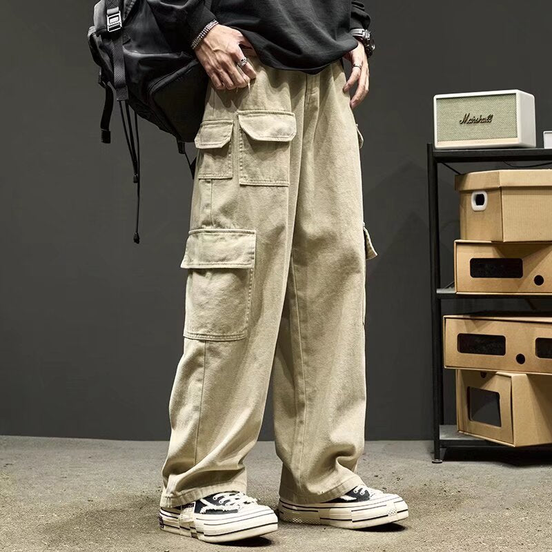 Multi-Pocket Cargo Drawstring Pants