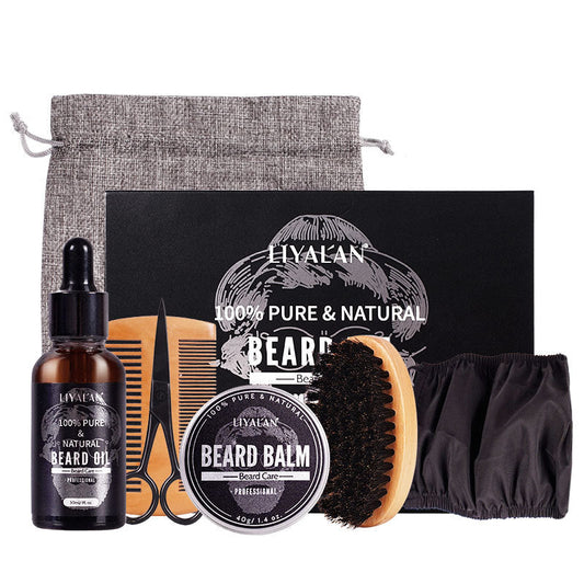 Cross Border Amazon Men's Beard Set Moisturizing Beard Balm, After Shaving Care Beard Oil Set Spot Wholesale