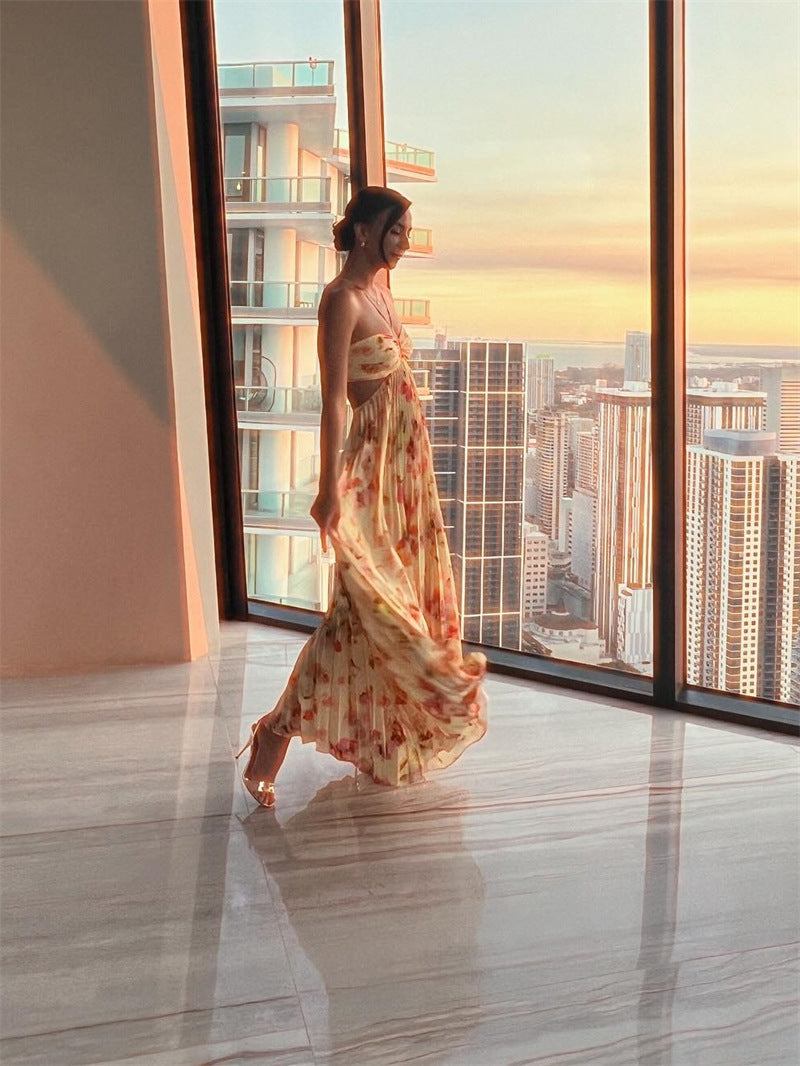 Printed Halter Maxi Dress