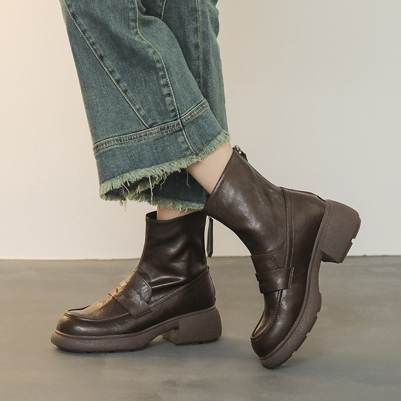 Leather Platform Ankle Boots