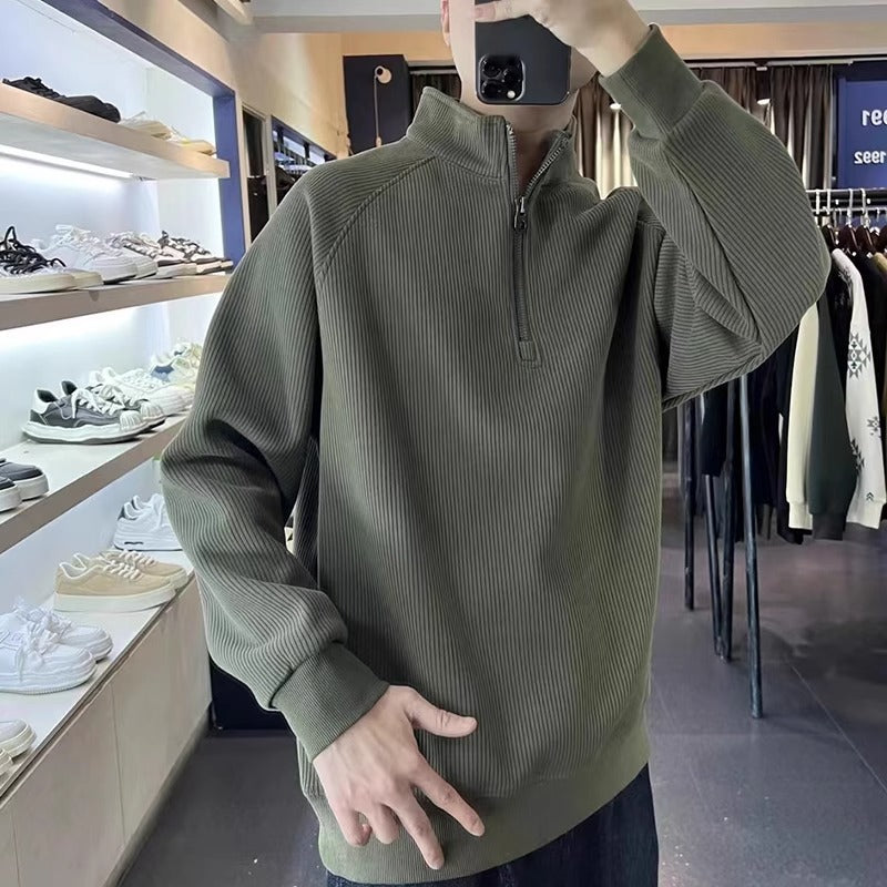 Ribbed Quarter-Zip Pullover