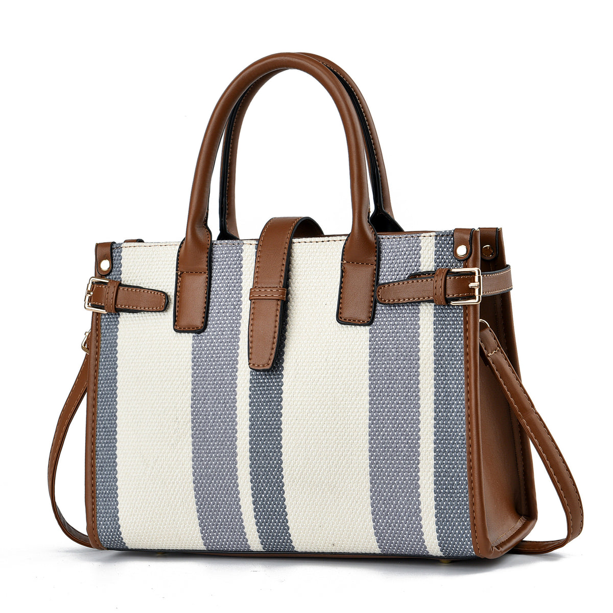 Striped Belted Tote Bag