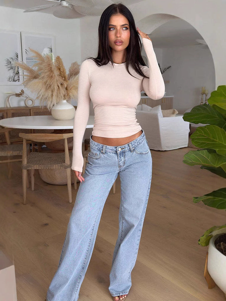 Low Rise Straight Leg Jeans