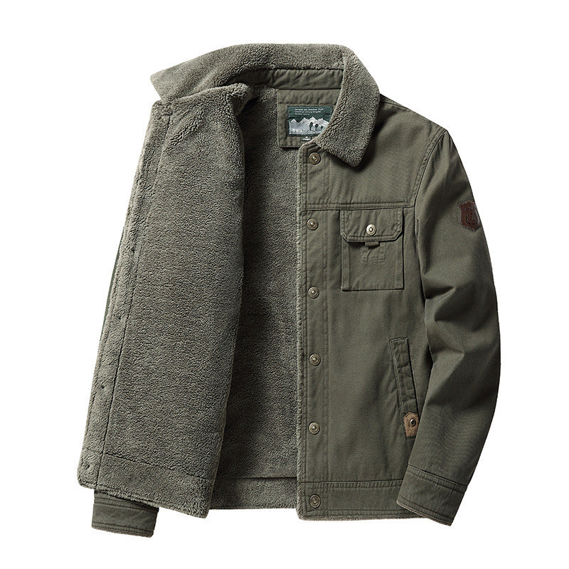 Men's Plush-Lined Washed Cotton Jacket