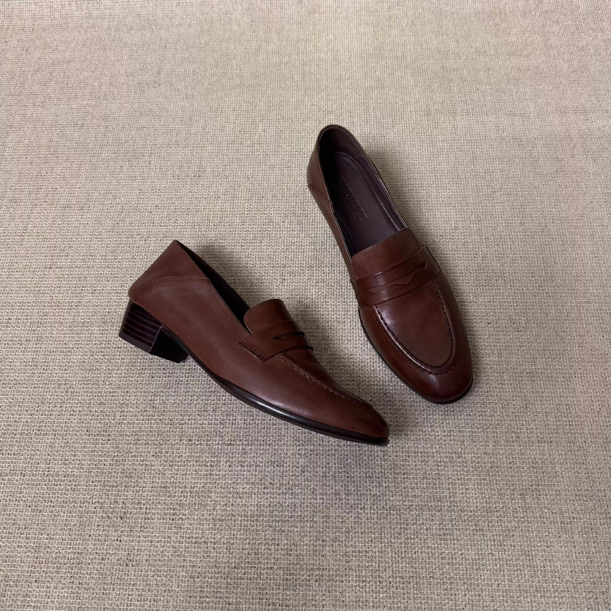 Leather Block-Heel Loafers