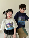 X162 small bird letter T-ray gray