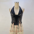 Chic PU Leather Halter Corset Top