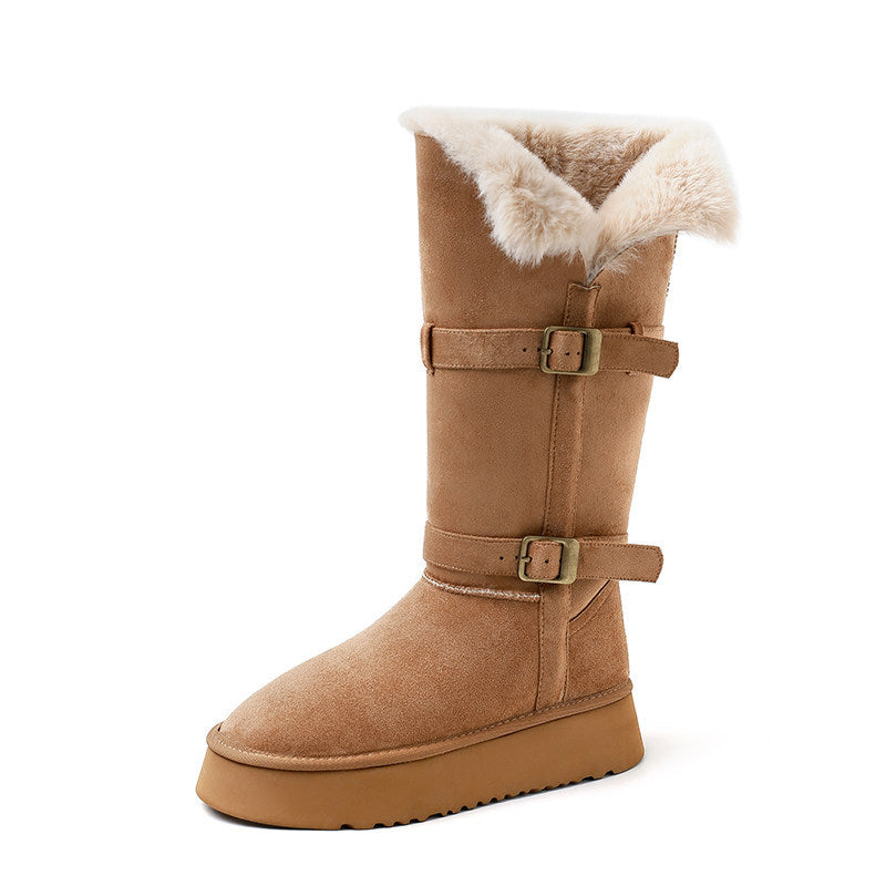 Fleece-Lined Platform Snow Boots
