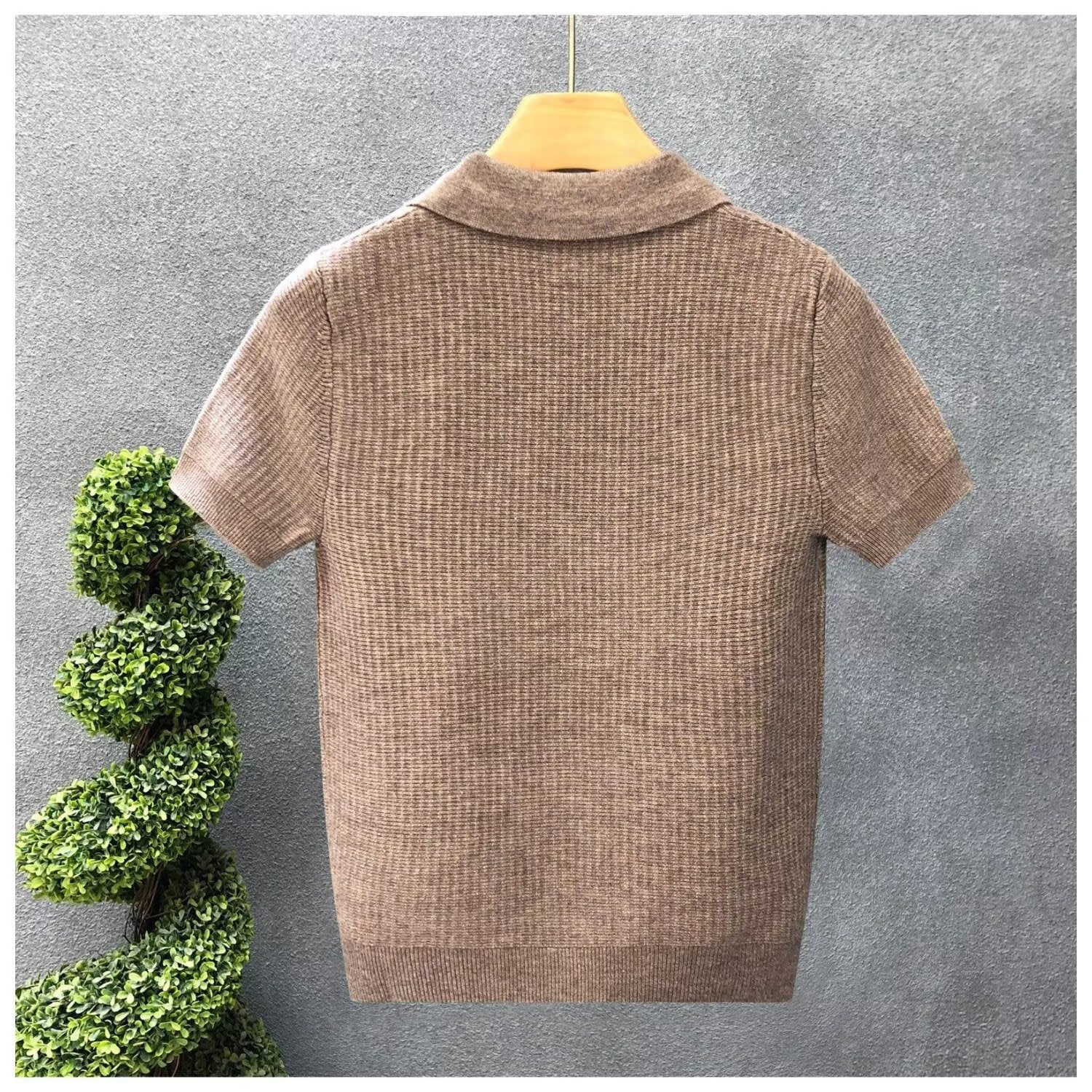 Textured Knit Polo Shirt