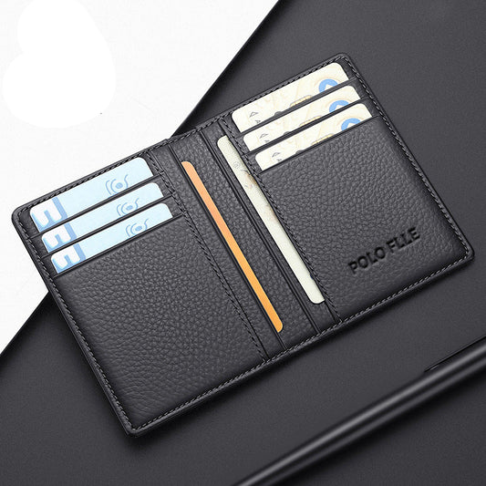 Paul cowhide ultra-thin card holder, card holder, men's and women's leather card holder, compact mini pack, small bag, bus card holder