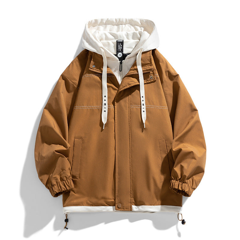 Men's Faux Two-Piece Hooded Jacket