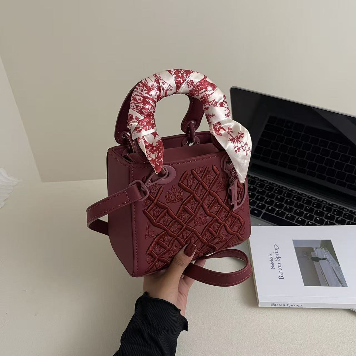 Embroidered Scarf Handbag