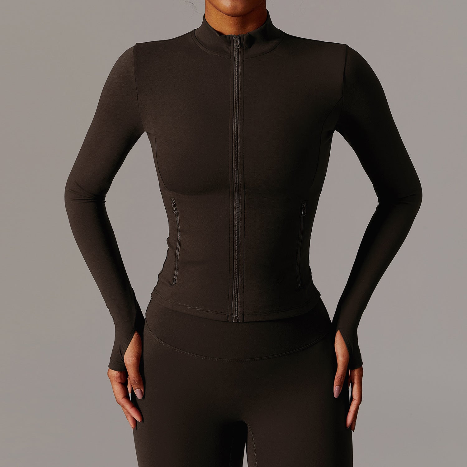 Zip-up Athletic Top and Leggings Set