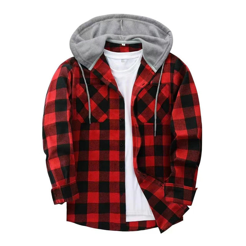 Plaid Hooded Shirt Jacket