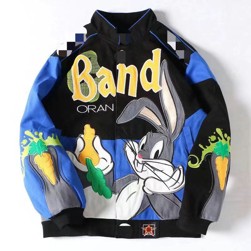 Cartoon Embroidered Varsity Jacket