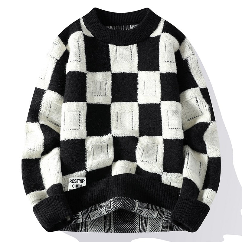 Checkerboard Knit Sweater