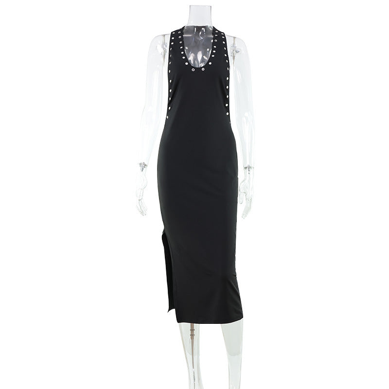 Embellished Cutout Midi Dress - Black