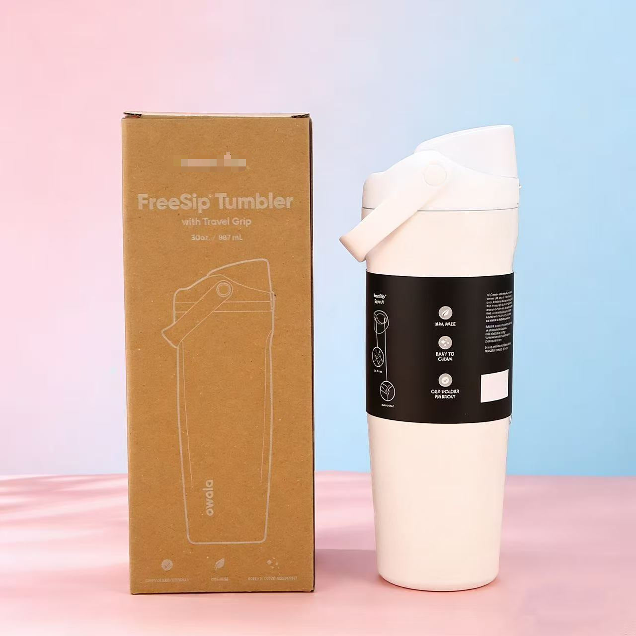 30oz Printed Insulated Water Bottle with Straw