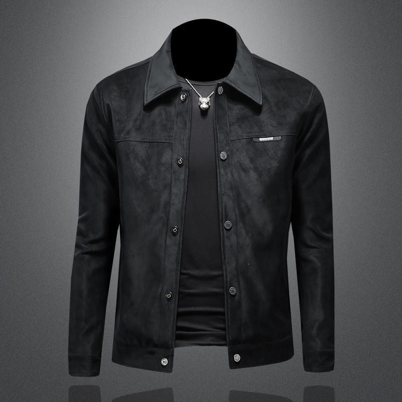 Suede Texture Biker Jacket