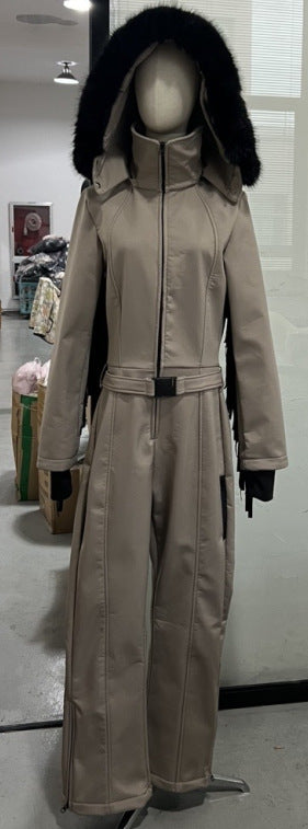 Hooded Belted One Piece Jumpsuit