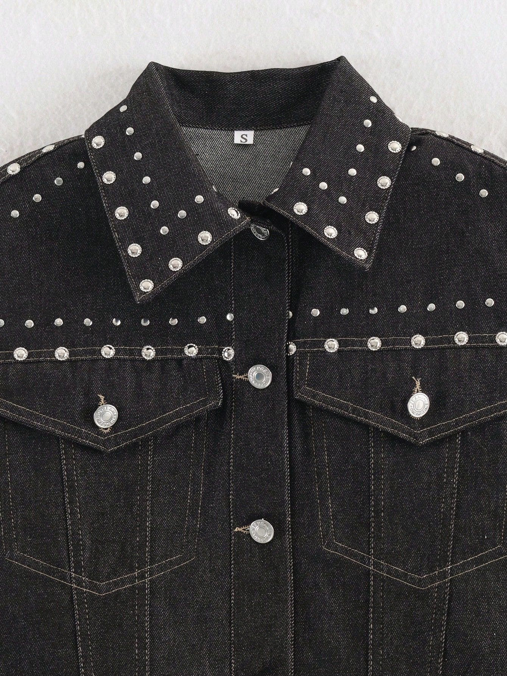 Women's Studded Cropped Denim Jacket
