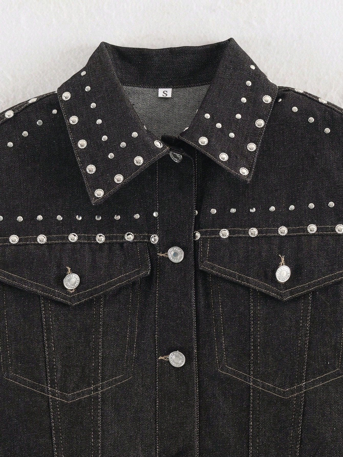 Women's Studded Cropped Denim Jacket