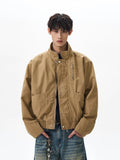 Vintage Stand-Collar Bomber Jacket